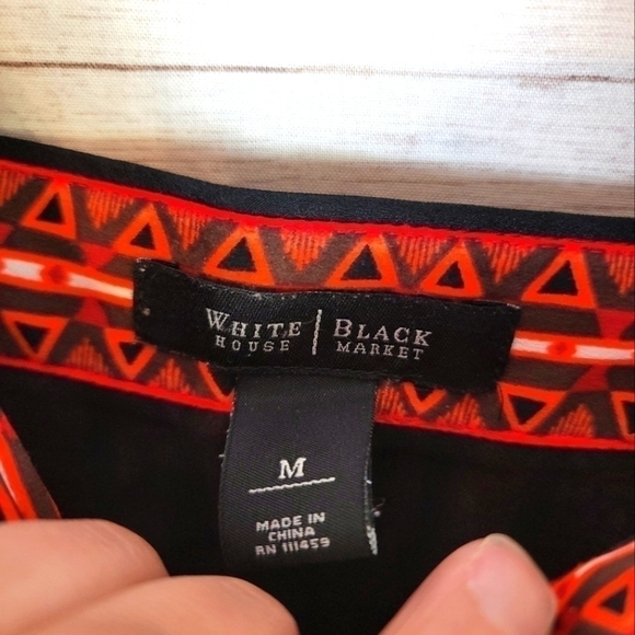 WHBM GEOMTRIC PRINT SATIN CHEMISE DRESS, SZ MEDIUM - Picture 6 of 15